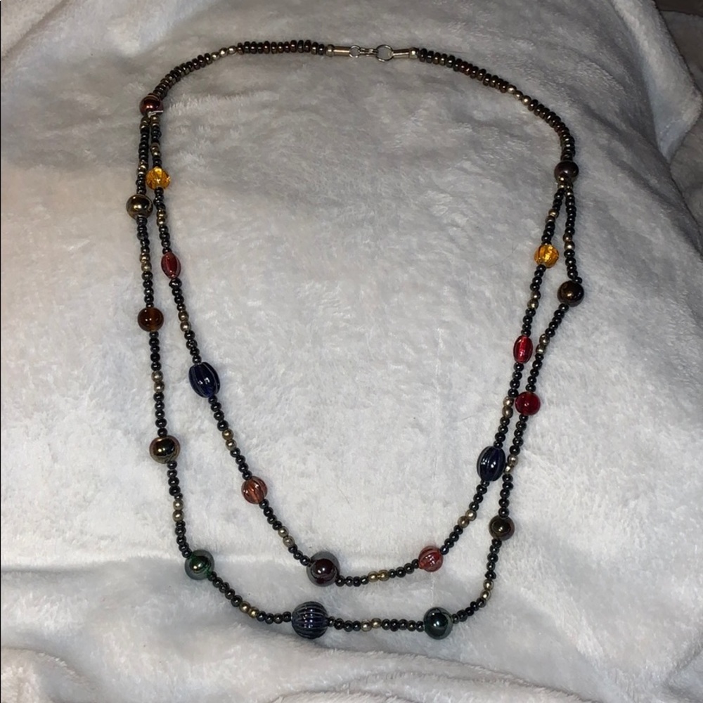 Very Antique Necklace-Seed beads w/ Lampwork Beads - Picture 1 of 7